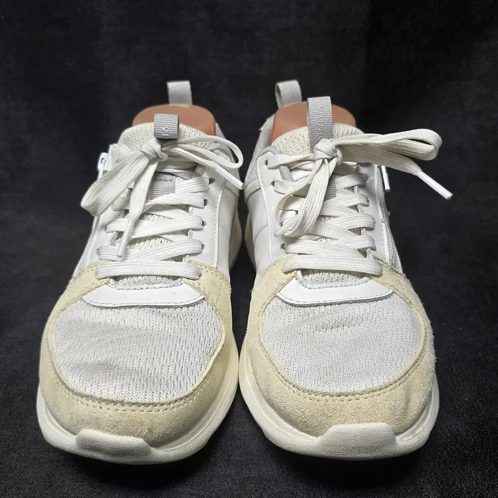Vionic Athena Leather Lace-Up Side Zip Slip on Sneaker Shoe